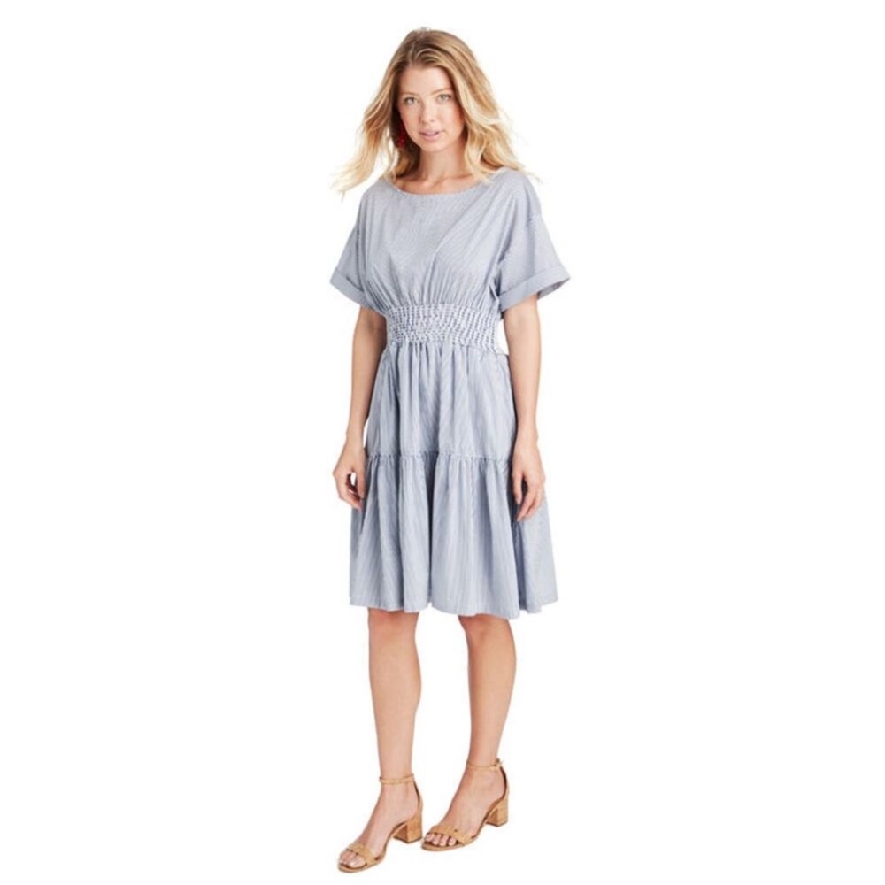 Vineyard Vines Light Blue Striped Midi Dress